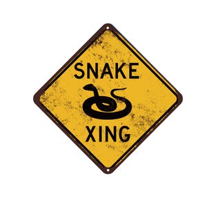 Snake Crossing sign - Wildlife Xing Sign - Snake Owner Gift - Snake Outdoor Décor - Small Pets Sign - Kids Pet Sign - Funny Cabin Sign