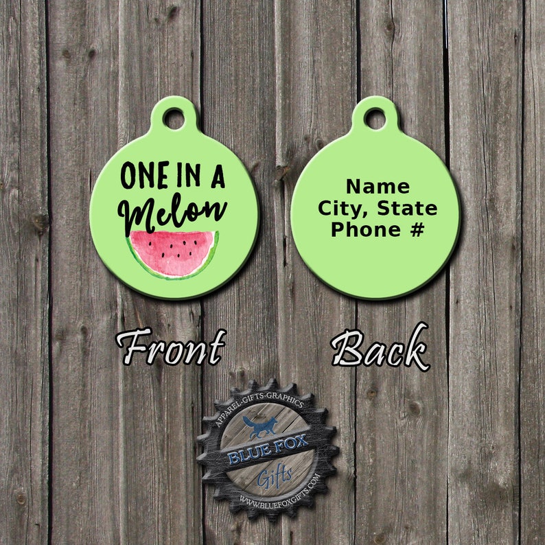 Cute Pet Tag Watermelon Pet Tag Summer Pet Tag One in a Etsy