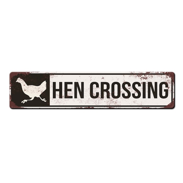 Hen Crossing Funny Chicken House Sign - Free Range Chicken Sign - Backyard Chicken Gift - Funny Chicken Coop Décor - Weather resistant sign