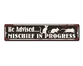 Funny Rat Sign - Mischief in progress - Rat Keeper Sign - Rat lover room décor - Rat Fancier Gift - Rat habitat decor - Rat owner sign