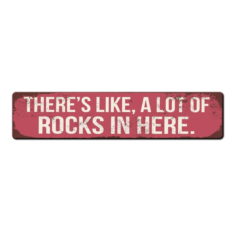 Letrero divertido para coleccionistas de rocas: ¡Aquí hay muchísimas rocas! - Regalo para amantes de la geología - Regalo para amantes de las rocas - Letrero de geología Pink