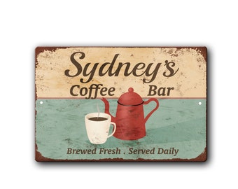 Personalized Vintage Styled Metal Coffee Bar Sign