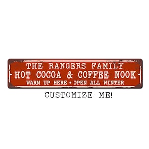 Personalized Cocoa and Coffee Sign - Kitchen nook sign - Family Hot Cocoa Sign - Winter Cocoa Decor - Custom Coffee Nook Sign - Cocoa Bar