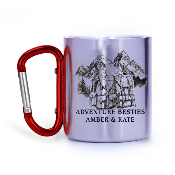 Personalized Adventure Besties Camp Mug - Mountain Silhouette Custom Camping Gear- Backpacker Gift- Thru-hiking - Camping Friends Gift