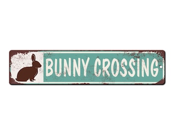 Bunny Crossing Rabbit House Sign - Bunny house sign - Funny Bunny Run Sign - Bunny Lover Gift - Rabbit Owner Sign - Funny Rabbit House