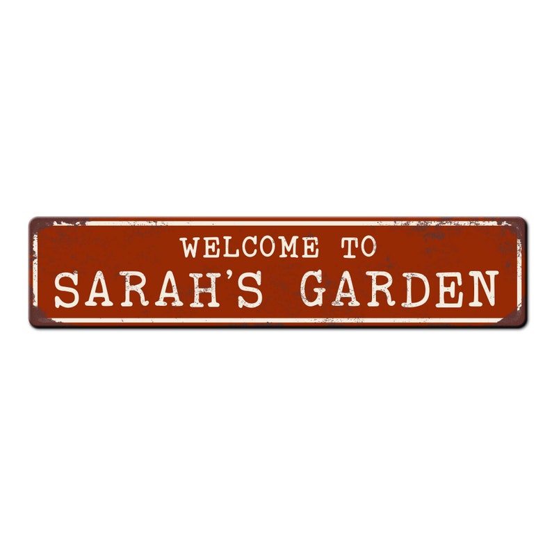 Personalized Garden Sign Custom garden gate sign Gardener friend gift Kids garden sign Master gardener gift Garden décor Red