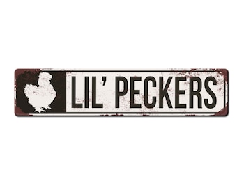 Lil' Peckers Funny Chicken Coop Sign - Backyard Chicken Gift - Funny Chicken Coop Décor - Chicken House Sign - Weather Resistant Signs