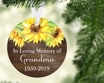 Sunflower memorial ornament, I loving memory keepsake, personalized memorial christmas ornament, memorial floral gift