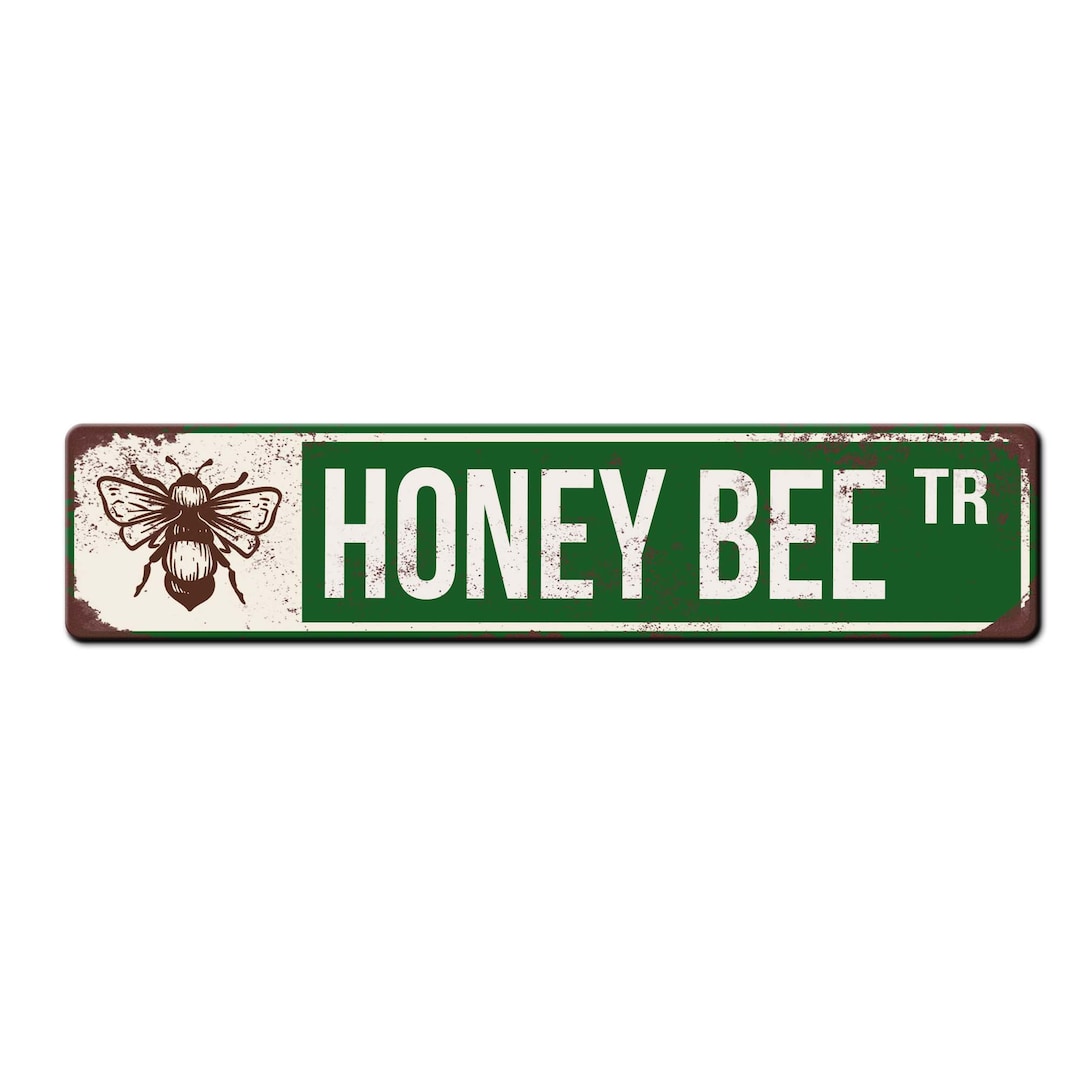 Honey Bee Trail Metal Sign- Apiary Sign - Honey Bee Sign - Funny Bee ...