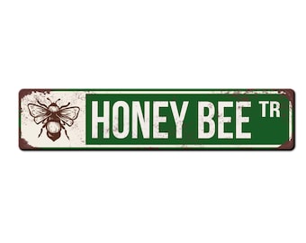 Honey Bee Trail Metal Sign- Apiary Sign - Honey Bee Sign - Funny Bee Sign - Outdoor Bee Lover Sign - Pollinator Sign - Bee Farmer Sign