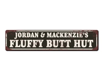 Personalized Fluffy Butt Hut Chicken Coop Sign - Custom Backyard Chicken Gift - Funny Chicken Coop Décor - Weather resistant Metal Sign