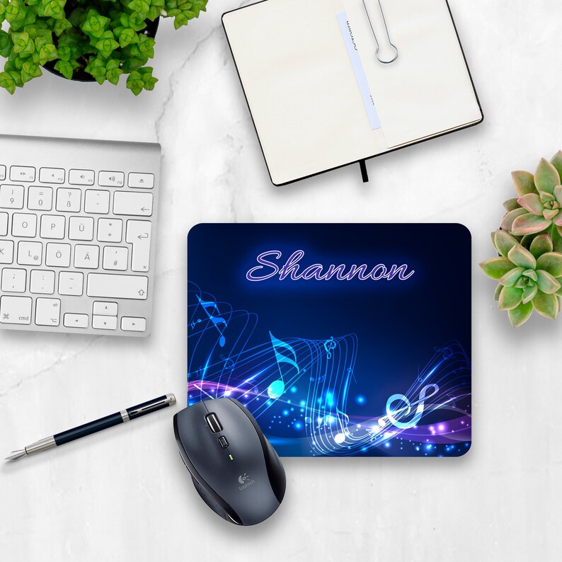 Personalized Mouse Pad Blue Music Mouse Pad Desk Etsy