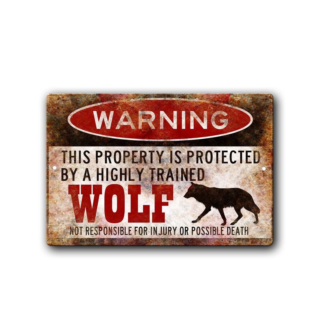 Wolf Warning Sign Wolf Lover Gift Cabin Yard Décor Wolfdog Sign Country ...