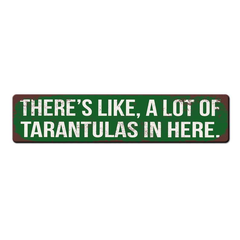 Funny Tarantula Spider Keeper Room Sign Theres like a lot of Tarantulas in here Spider Lover Gift Spider Room Sign Spider Keeper Green