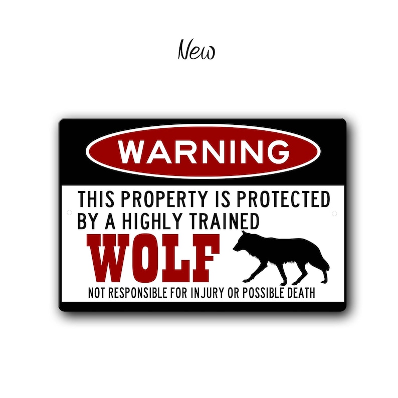 Wolf Warning Metal Outdoor Safe Sign - This Property is Protected by a ...