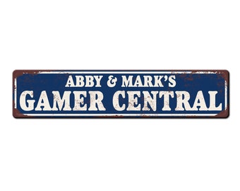 Personalized Gamer Room Sign - Custom Gamer Cave Sign - Gamer Couples Room - Kids Game Room Sign - Metal Game Sign - Video Game Lover Gift