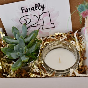 Happy Birthday Gift Box |  Candle | 21st Birthday | Finally 21  | Succulent Gift Box  | Fast Shipping