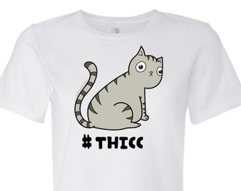 Thicc Cat | Chonk Cat l Women's t shirt l Funny T Shirt l Gift for her l Cat Lover l cat meme l Color and white