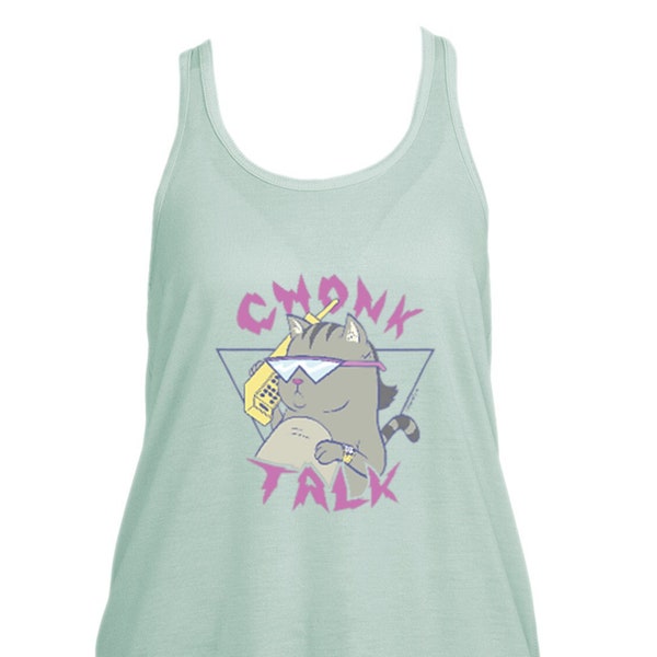 CHONK TALK - Women's Flowy Racerback Tank l Funny Cat T-shirt l Cat Lover Gift l Cat mom Shirt l Chonk Chart