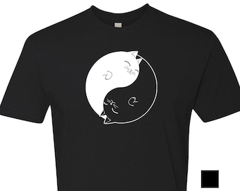 Yin Yang Cat - Men's T-Shirt l Funny Cat T-shirt l Cat Lover Gift l Cat Dad Shirt l Grey l Black l Zen Cat, Trending Shirts