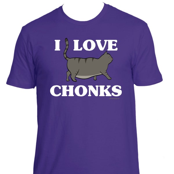 I Love Chonks - Men's T-Shirt, Trending Shirts, Funny Cat T-shirt I Cat Lover Gift I Cat Dad Shirt I Chonk Meme I Grey I Black l Chonk Chart