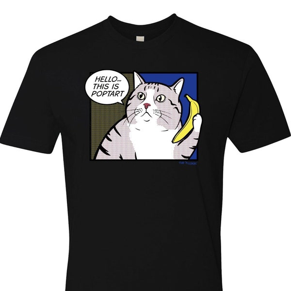 Poptart The Cat - Men's Banana Phone Shirt - Pop art cat shirt - chonky cat shirt- gift for him - cat dad - Snack of the day shirt