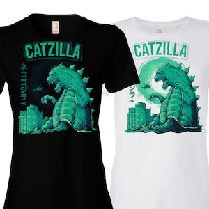 Catzilla -  Womens TShirt, Pizzacat, Godzilla Shirt for Women, Cat Lover Gift, Cat shirt, Memes, Monster shirt, Cat Zilla, Cat Mom