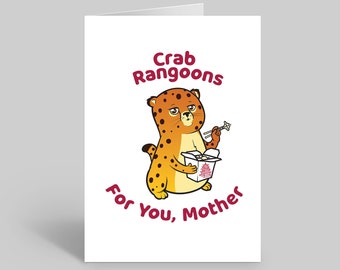 Crab Rangoons Mother's Day Cat Card, Funny Mother's Day card, Cat lover card, Cat owner card, Cute cat card, crab rangoon day card funny