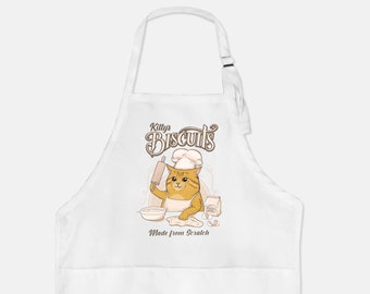 Kitty Biscuits Apron, Made from Scratch Apron, Funny Cat Apron, Cat Lover Gift, Cat Kitchen, Baker's Gift, Cat Dad Gift, Chonk, Cat Mom Gift