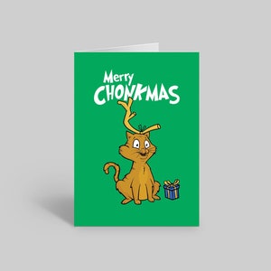Biglietto di auguri natalizio con gatto CHONK, biglietto per proprietario di gatto, biglietto di Natale divertente, biglietto per amante dei gatti, biglietto per proprietario di gatto, biglietto con gatto carino, biglietto con gatto meme, Chonk