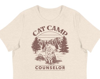 Camiseta Cat Camp l Camiseta de mujer l Camiseta divertida l Regalo para ella l Amante de los gatos l Meme de gato Camisetas de tendencia Meme de maullido / Camiseta vintage de campamento / Mamá gata