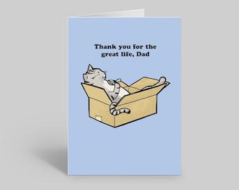 Tarjeta del Día del Padre con Gato, Tarjeta divertida del Día del Padre, Tarjeta para amantes de los gatos, Tarjeta para dueños de gatos, Tarjeta linda con gato, Tarjeta divertida del Día del Padre con Gato, Día del Padre