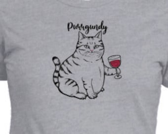 Purrgundy dames Wine Lover-T-shirt - Cat & Wine - Cats - Burgundy Wine Lover, Wino