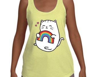 Happy Purride Tank Top Cat Gay Pride Rainbow Love, Pride Tank Top Proud LGBT Parade Lesbian Bisexual Transgender Same-sex Wedding