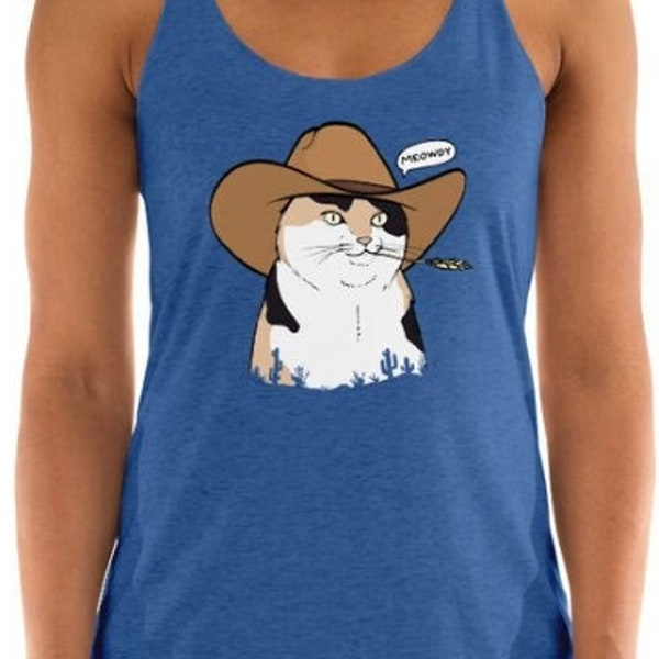 MEOWDY Full Color Calico, Tuxedo Cat, Cowboy Cat, Funny Cat T-shirt, Cowboy, Cat Lover Gift, Cat Mom Tank, Meowdy Meme