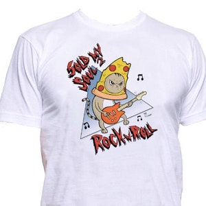 Sold My Soul To Rock N Roll Tee, Cat playing guitar shirt, Mens cat playing guitar tshirt, Music tee, Cat Pizza Shirt, Cat Dad