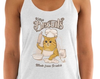 Kitty Biscuits Women's Tank Top, Made from Scratch, Funny Cat Tank, Cat Lover Gift, Cat Kitchen, Baker's Gift, Chonk, Cat Mom Gift