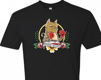 Campeón de peso pesado, camiseta para hombre, camisetas de tendencia, regalo para él, gato boxeador, amante de los gatos, boxeador, amante del boxeo, papá gato