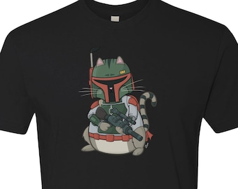 Boba Cat Bounty Hunter - Men's T-Shirt - Boba Cat, Funny Cat T-shirt, Cat Lover Gift, Star cat Shirt, Meowndalorian, Cat Dad, Meme Shirt