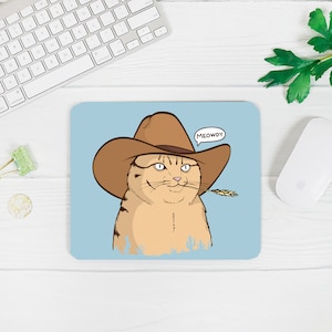 MEOWDY 猫マウスパッド 猫好きへのギフト コンピューターデスクアクセサリー 同僚、面白い猫、猫好きへのギフト、Meowdy ミーム、ミーム、猫のお父さんへのギフト チョンク