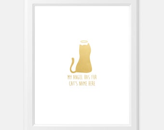Custom Cat Print, Personalized Memorial Cat Poster Print, Remembrance, In Memory of Cat Gifts , Angel Cat, Cat Poster, Angel Cat Print
