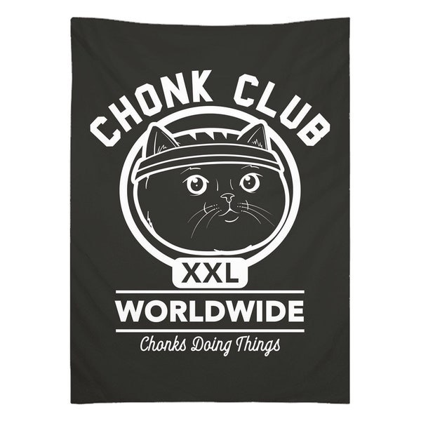 CHONK CLUB Tapestry, Home Gym Tapestry, Chonky Cat, Chonk Chart, Indoor Gym Wall Hanging, Decor for Dorm Living Room Bedroom, Cat Dad Gift