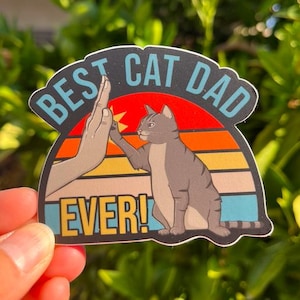BEST CAT DAD Cat Sticker for laptop, Stickers for Hydroflask,  Cat Sticker, Cat Lover, Meme Sticker, Cat Dad, Cat Sticker
