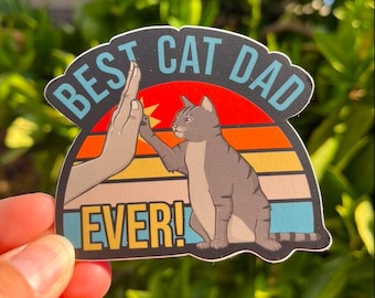 BEST CAT DAD Cat Sticker for laptop, Stickers for Hydroflask,  Cat Sticker, Cat Lover, Meme Sticker, Cat Dad, Cat Sticker