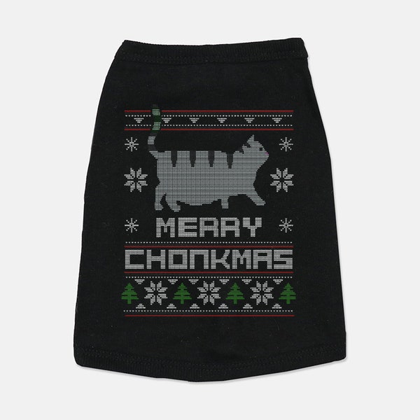 Chonkmas Pet Tank Top - Funny Christmas Pet Tank - Ugly Christmas Holiday Party - Christmas Pet Tee Shirt, Pet Shirt, Chonky Cat