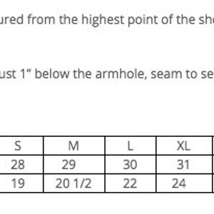 May include: A size chart for men's cotton crew shirts. The chart shows the size, high point shoulder length, and bust measurement in inches for sizes XS to 4XL.
