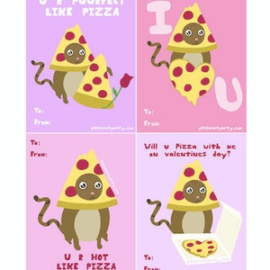 Lot de 2 cartes de Saint-Valentin PizzaCat | Carte PizzaCat | Cartes de Saint-Valentin à téléchargement numérique | Carte de maman de chat | Cartes de Saint-Valentin amusantes