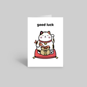 Good Luck Cat Card, Cat Greeting Day card, Cat lover card, Cute Cat card, good luck card funny, good luck chonk, Encourgagement Card