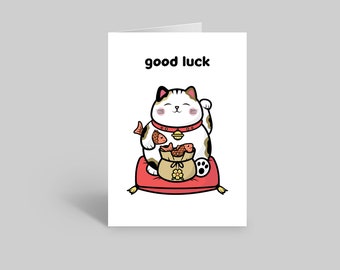 Good Luck Cat Card, Cat Greeting Day card, Cat lover card, Cute Cat card, good luck card funny, good luck chonk, Encourgagement Card