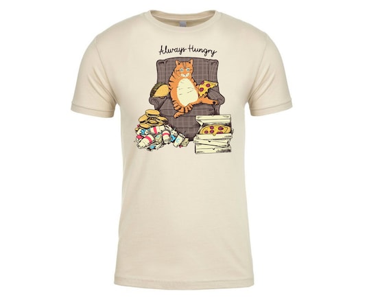 Hungry Cat- Men's T-Shirt, Funny Cat T-shirt, Cat Lover Gift, Cat Dad Shirt, Meowdy Meme, Meme Shirt, Trending Shirts, Pizza taco cat shirt